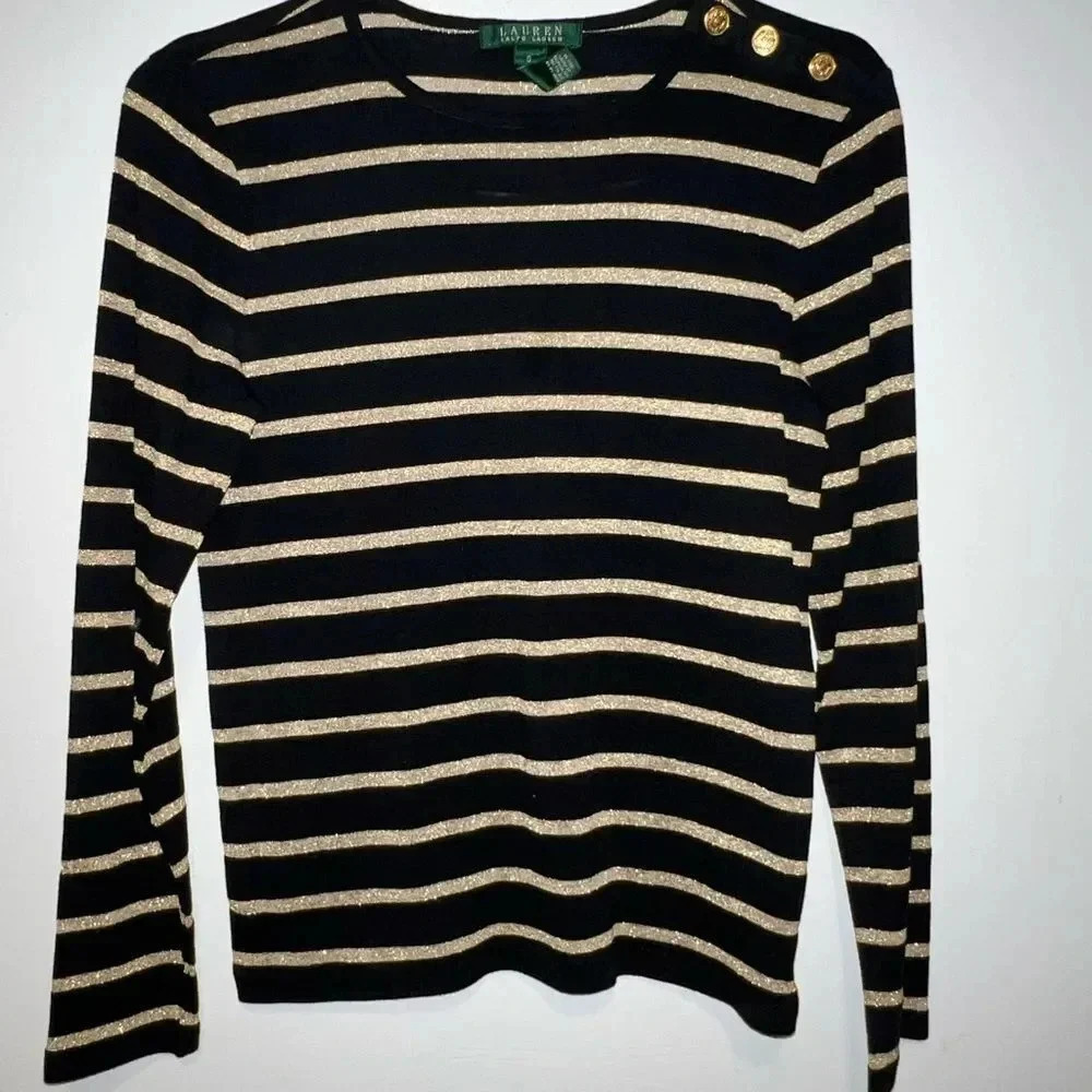 Ralph Lauren black and gold  Top S - Picture 2 of 12